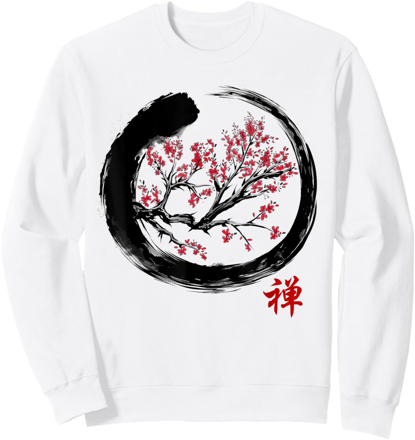 Japanese Calligraphy - Zen Buddhist Enso Circle Meditation Sweatshirt - Sweatshirt | White