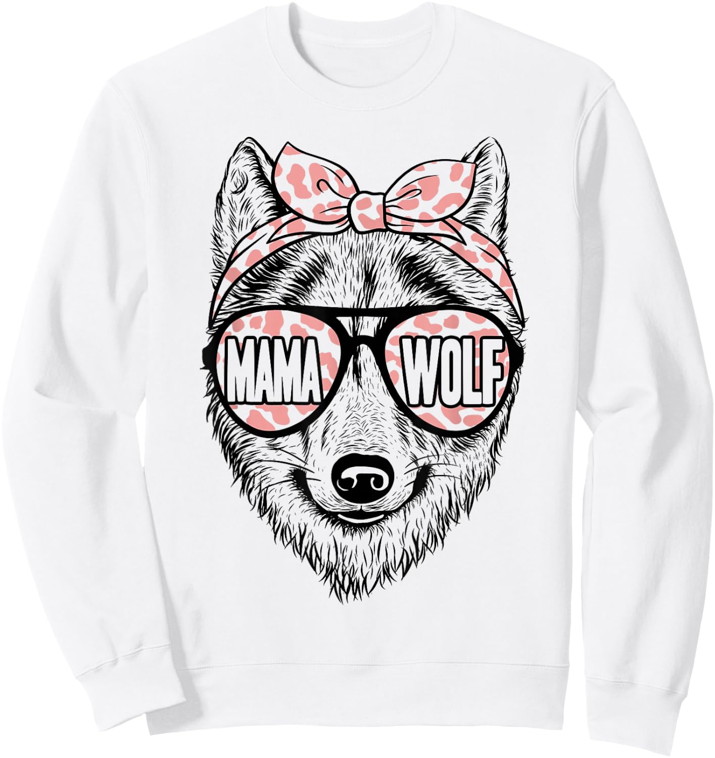 Mama Wolf Sunglasses Cute Wolf Mom Mothers Day Sweatshirt - Sweatshirt | White