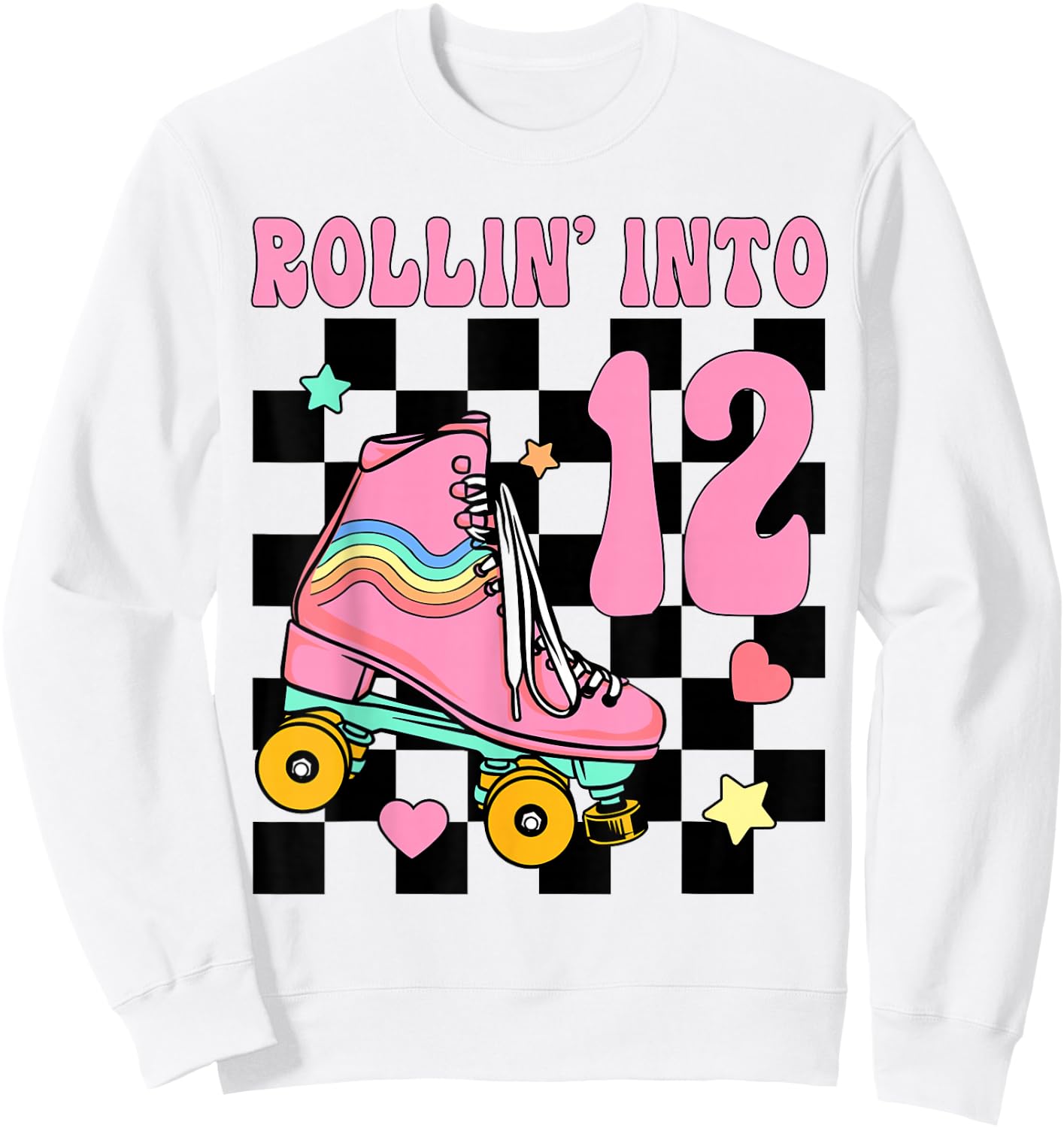 Rolling Into 12 Years Old Roller Skating Girl 12th Birthday Sweatshirt - Sweatshirt | White