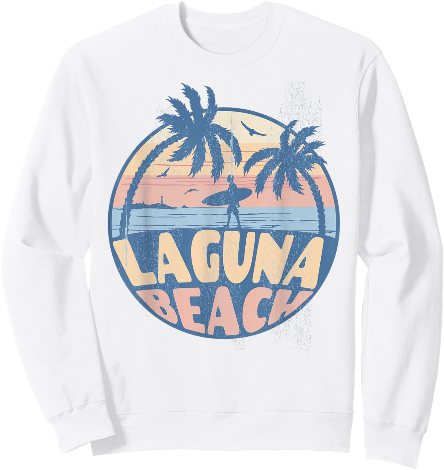 Laguna California Beach Surf Summer Vacation Vintage Sweatshirt - Sweatshirt | White