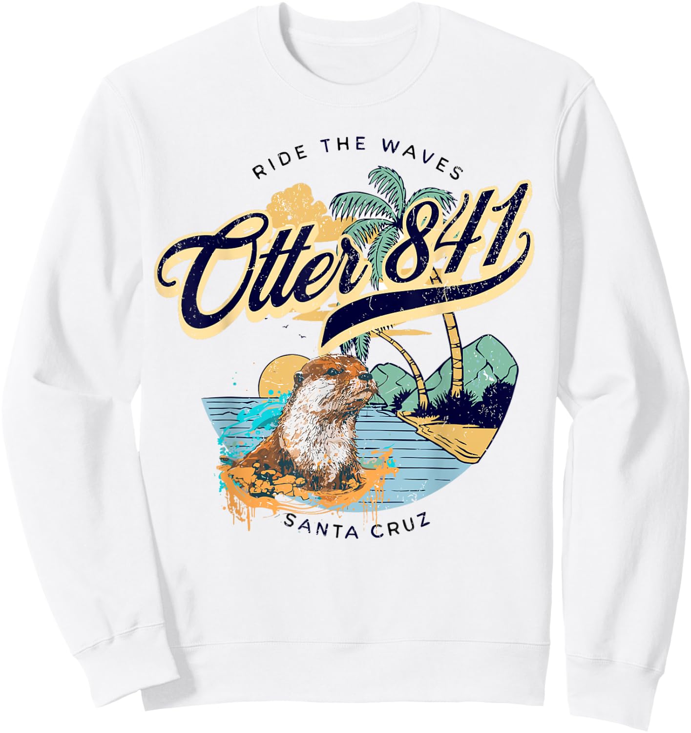Otter 841 Surfing Otter 841 California Surf Board Otter 841 Sweatshirt - Sweatshirt | White
