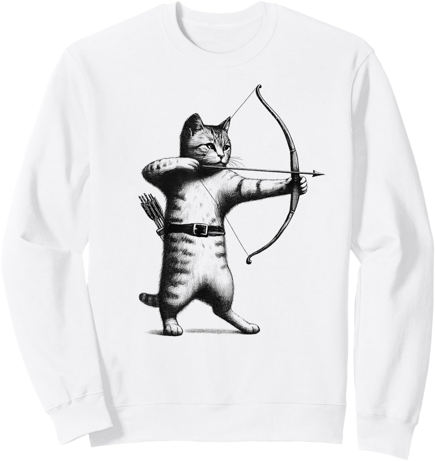 Vintage Archery Cat Kitten Lover Archery Sweatshirt - Sweatshirt | White