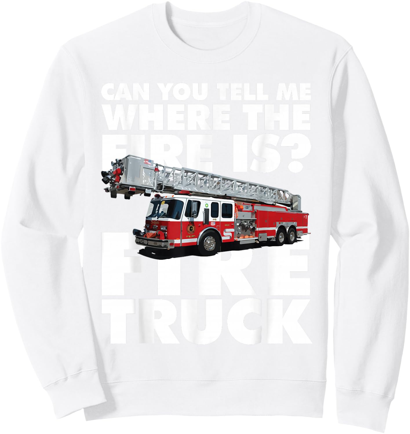 Twenty Trucks Fire Truck - -Adults, Kids - Red - Short Sleeve - Classic Fit - Cotton 60%, Polyester 40% Sweatshirt - Sweatshirt | White
