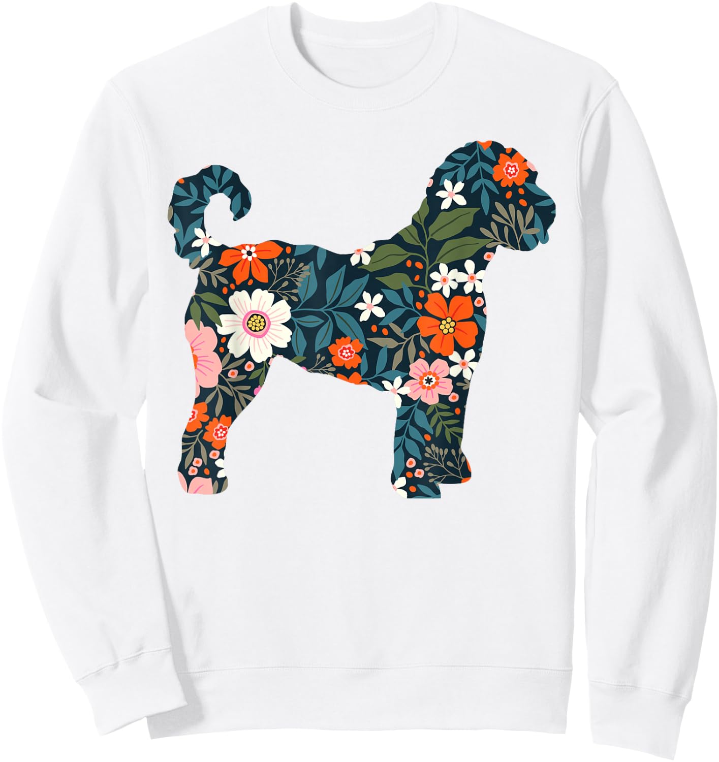 Floral Dog Silhouette for Labradoodle or Gooldendoodle Mom Sweatshirt - Sweatshirt | White
