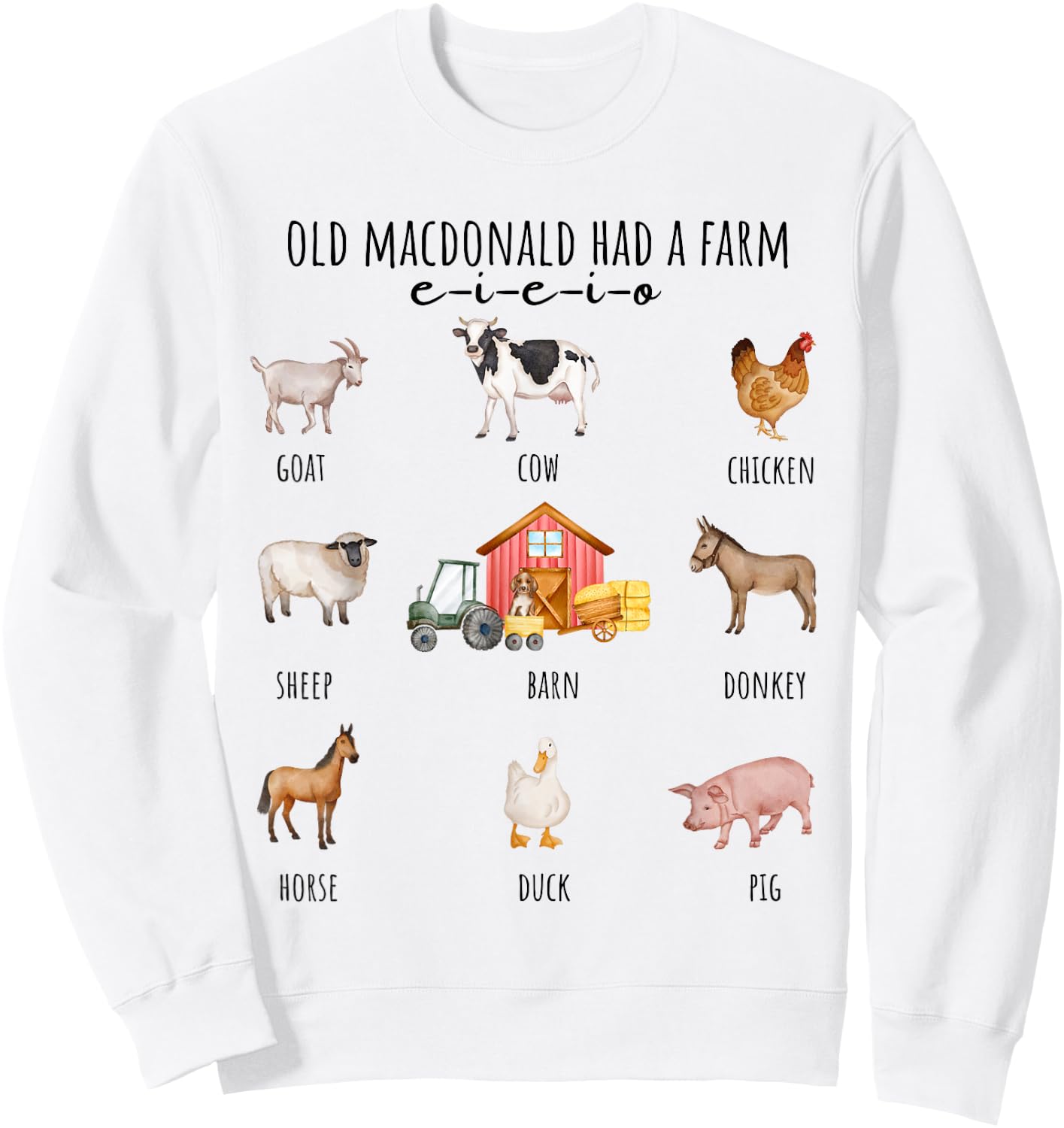 Toddler Kids Old MacDonald Had a Farm E-I-E-I-O Nursery Song Sweatshirt - Sweatshirt | White
