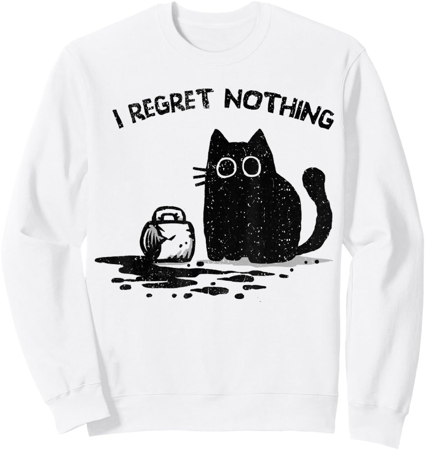 Vintage I Regret Nothing Cat Sweatshirt - Sweatshirt | White