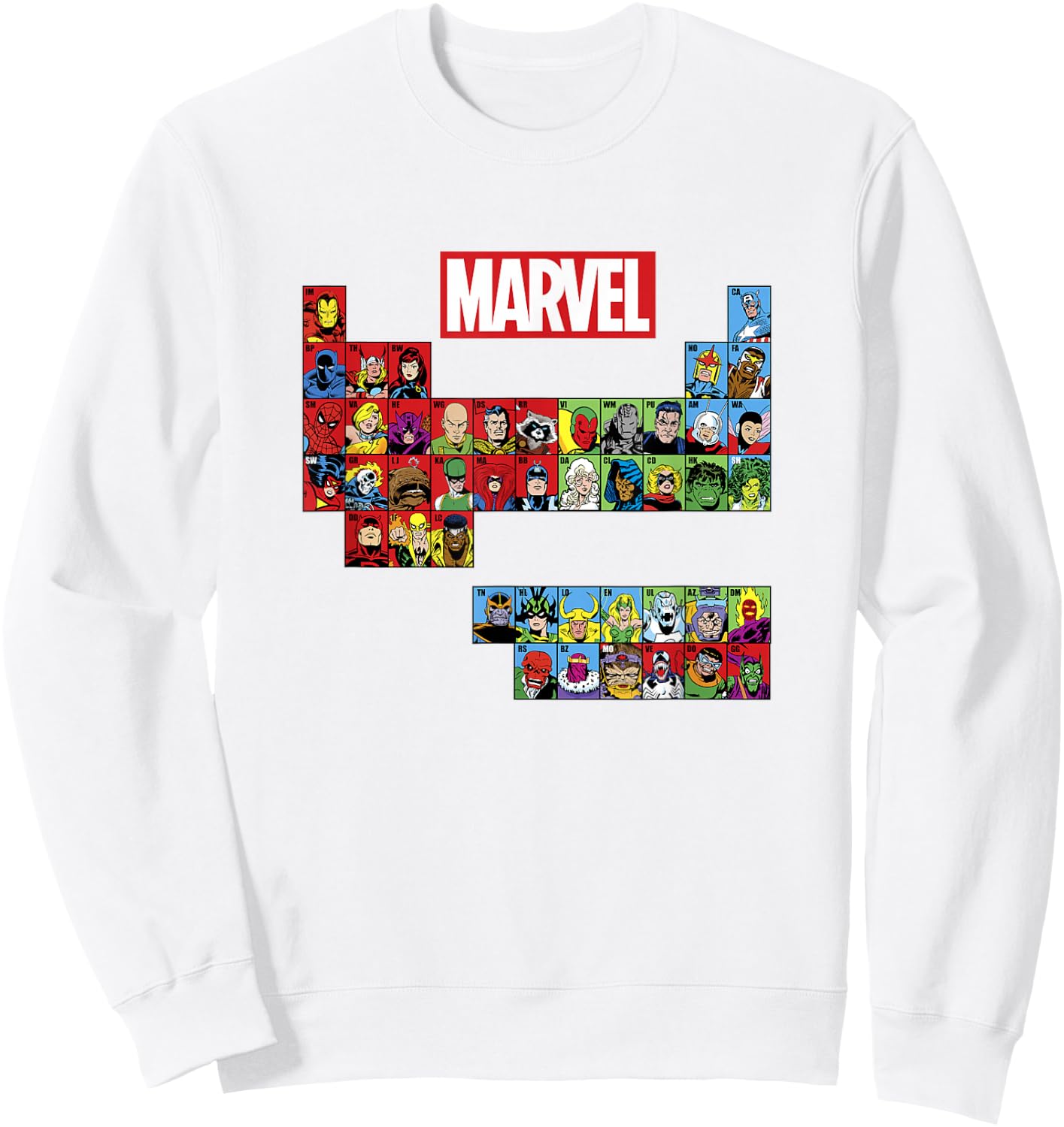 Marvel Comics Retro Classic Periodic Table Of Marvel Sweatshirt - Sweatshirt | White