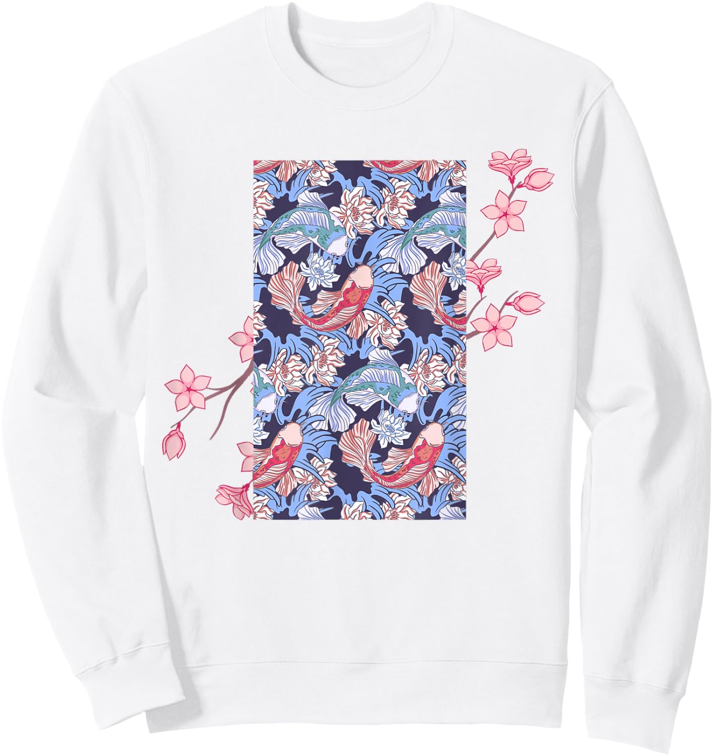 Cherry Blossom Japanese Koi Fish Nishikigoi Koi Carp Sweatshirt - Sweatshirt | White