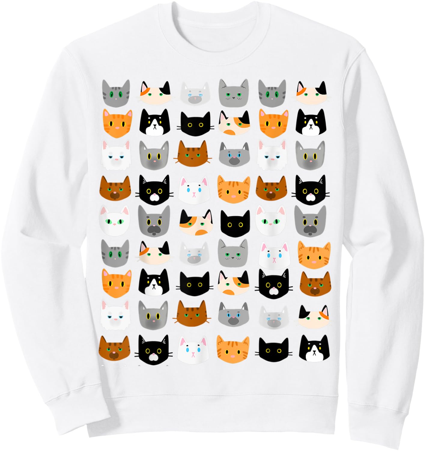 Cute Cats Pattern Calico Tabby Tuxedo Ginger Siamese Sweatshirt - Sweatshirt | White