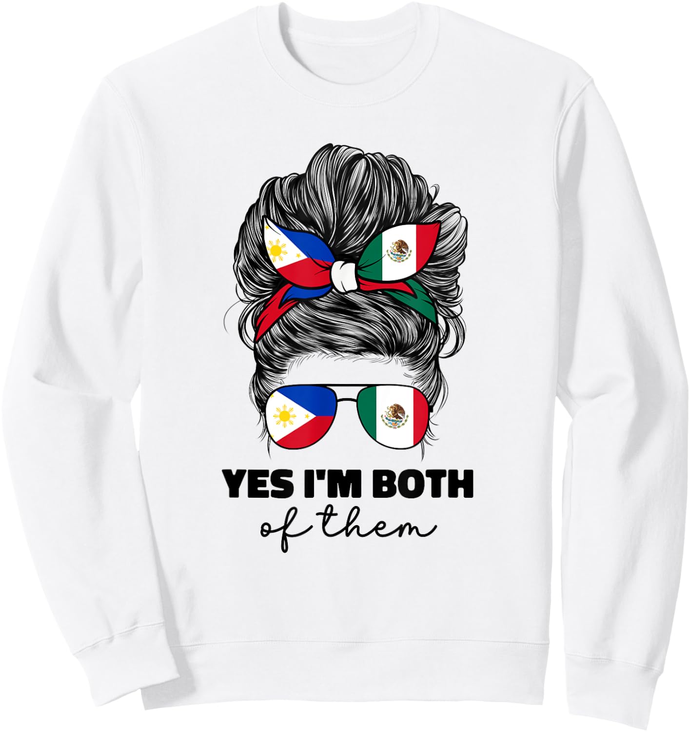 Half Mexican And Filipino Mexico Philippines Filipina Flag Sweatshirt - Sweatshirt | White