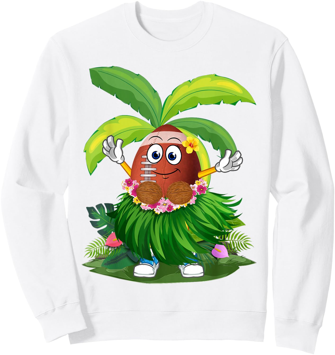Funny Hawaii Football Ball Hawaiian Tropical Summer Vacation Sweatshirt - Sweatshirt | White