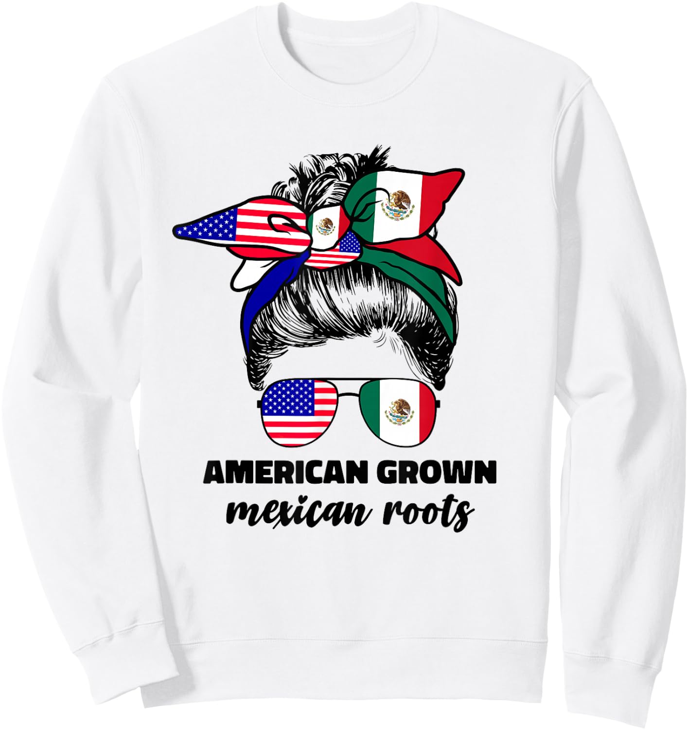Half Mexican And American Mexico America Flag Girl Sweatshirt - Sweatshirt | White