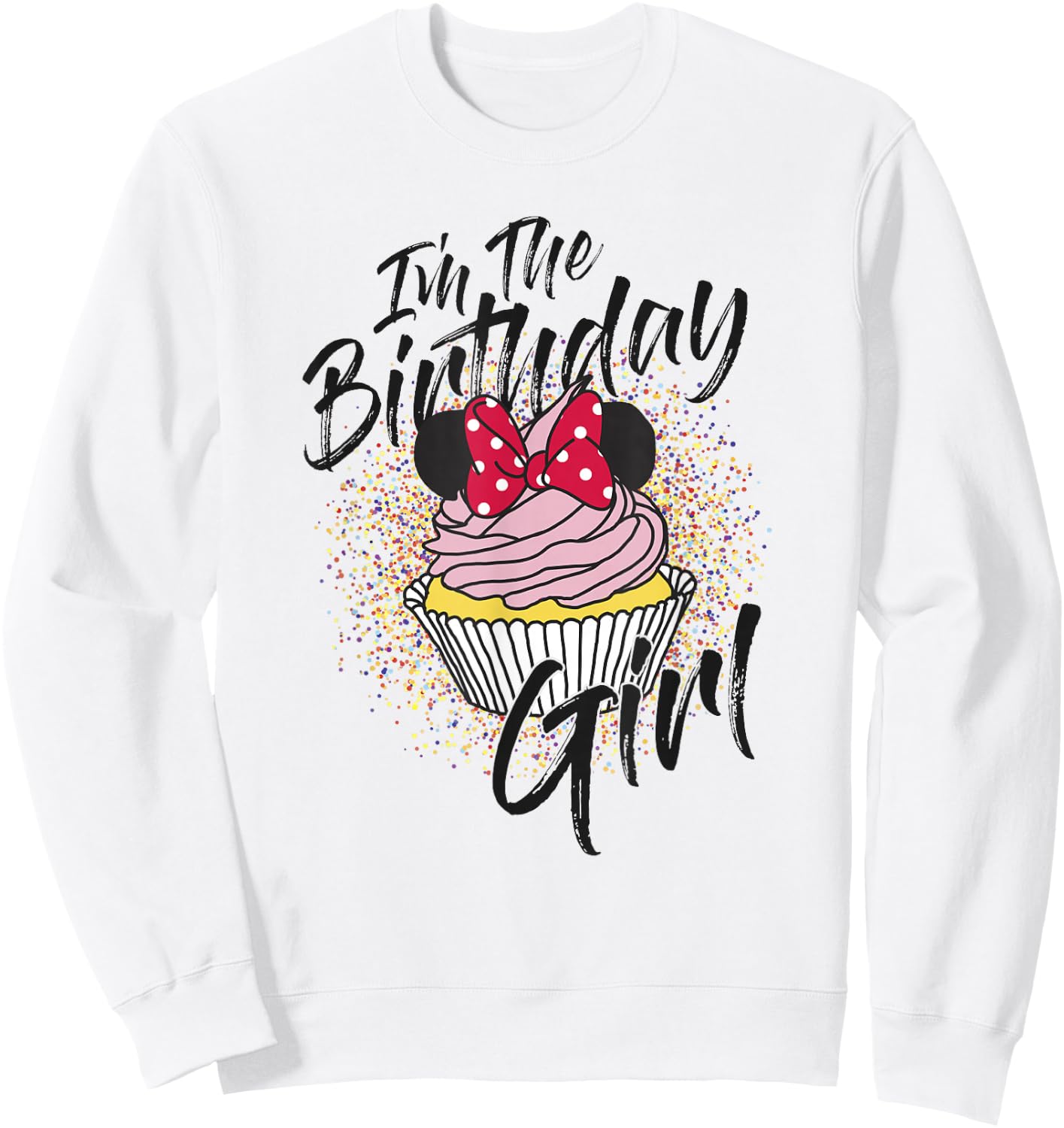 Disney Minnie Mouse I'm The Birthday Girl Cupcake Small Sweatshirt - Sweatshirt | White