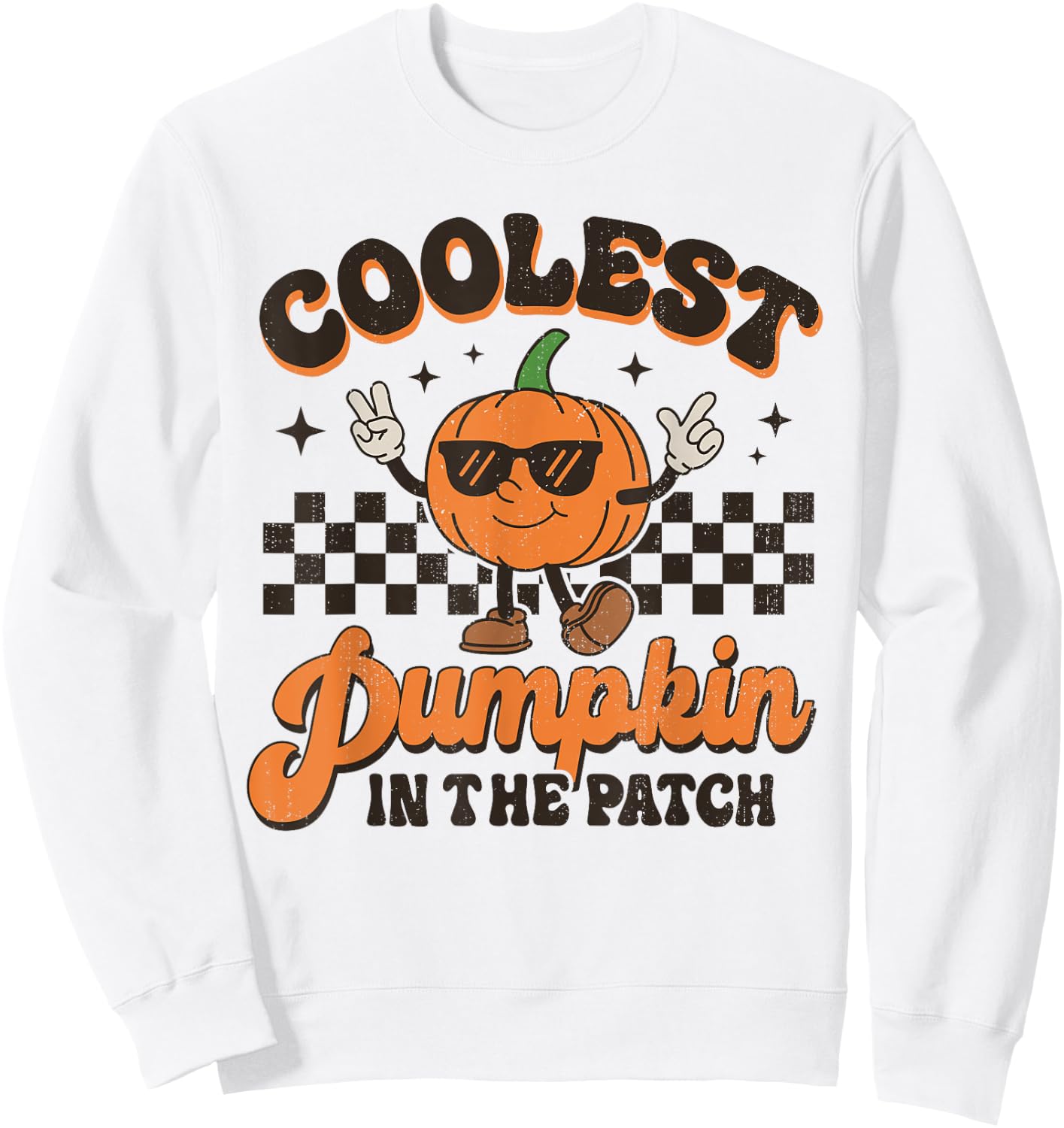 Groovy Coolest Pumpkin In The Patch Halloween For Boys Kids Sweatshirt - Sweatshirt | White