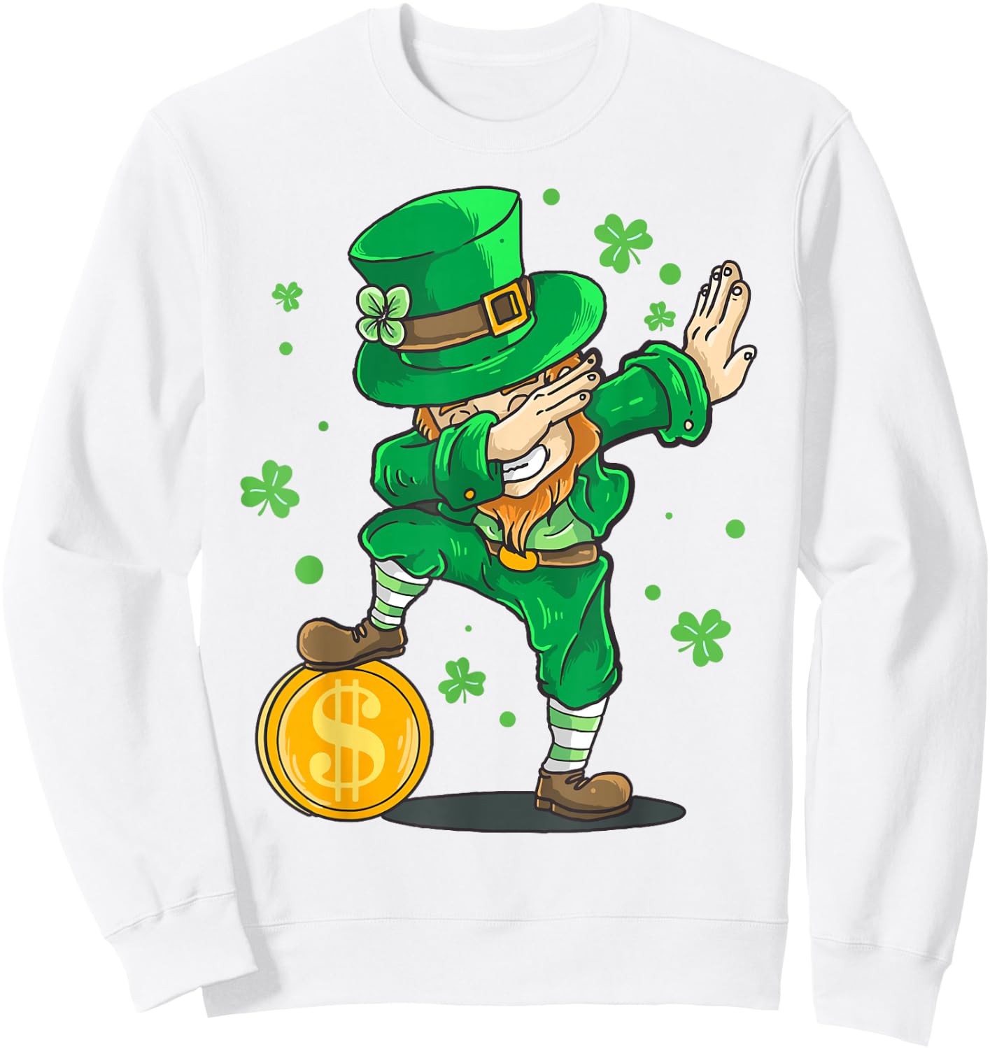 Dabbing Leprechaun St Patricks Day Funny Irish Kids Boy Men Sweatshirt - Sweatshirt | White