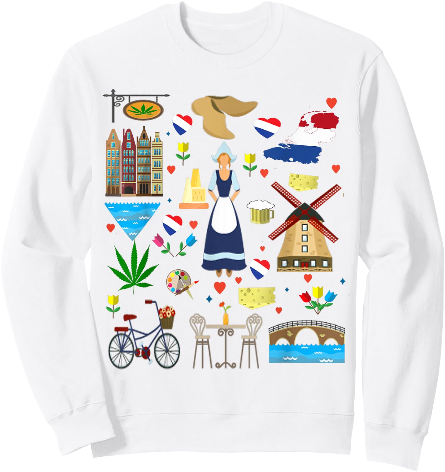 Amsterdam Shirt - Netherlands Holland Icons Souvenir Sweatshirt - Sweatshirt | White