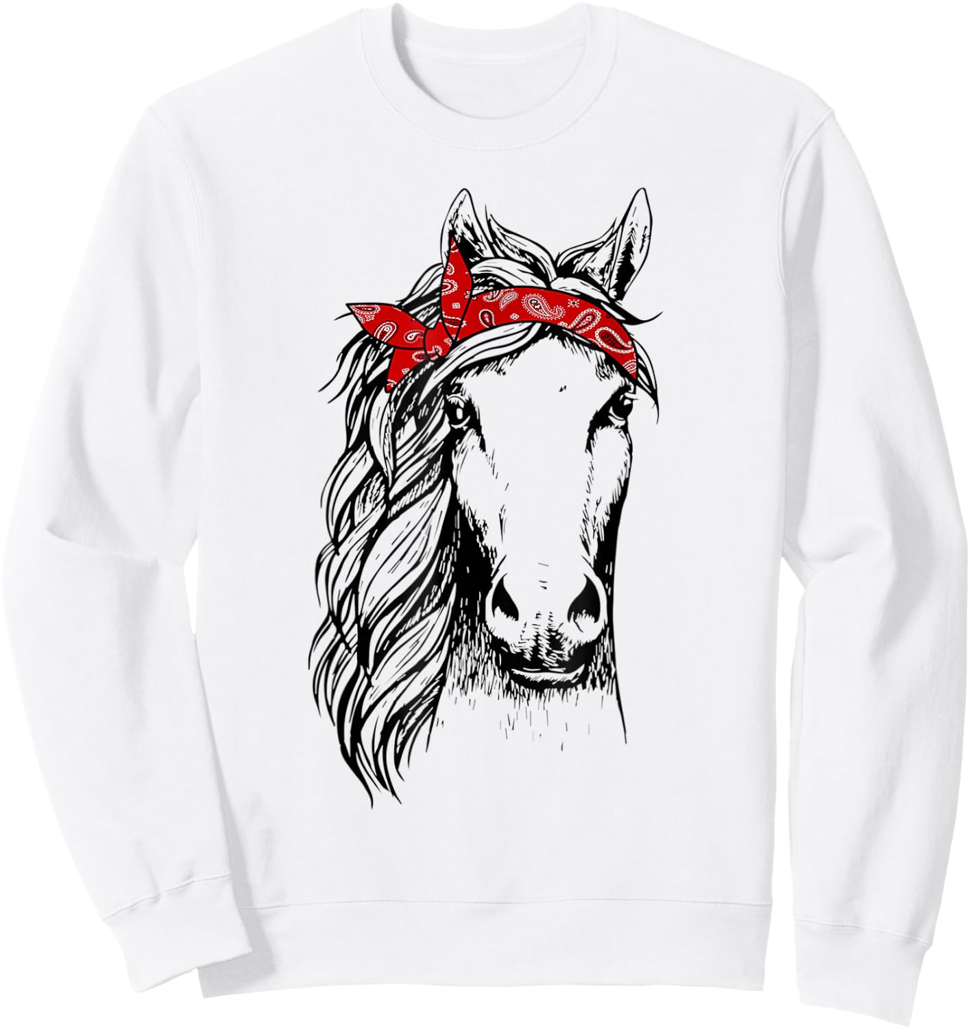 Horse Bandana for Horseback Riding Horse Lover Sweatshirt - Sweatshirt | White