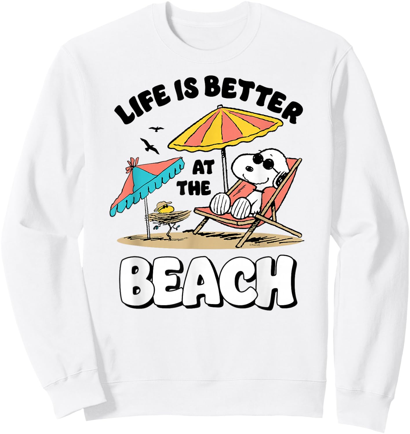 Peanuts Snoopy Woostock Life is Better on The Beach Sweatshirt - Sweatshirt | White