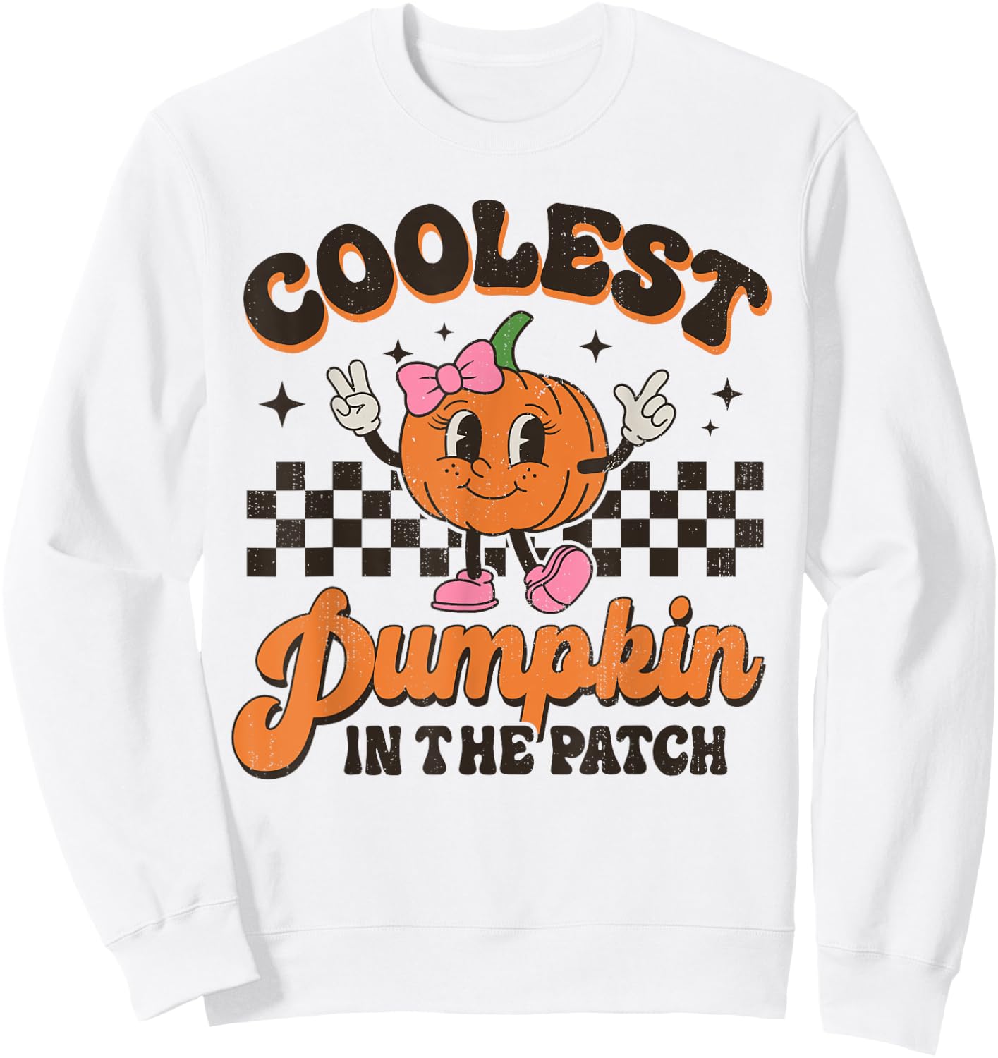 Groovy Coolest Pumpkin In The Patch Halloween For Girls Kids Sweatshirt - Sweatshirt | White