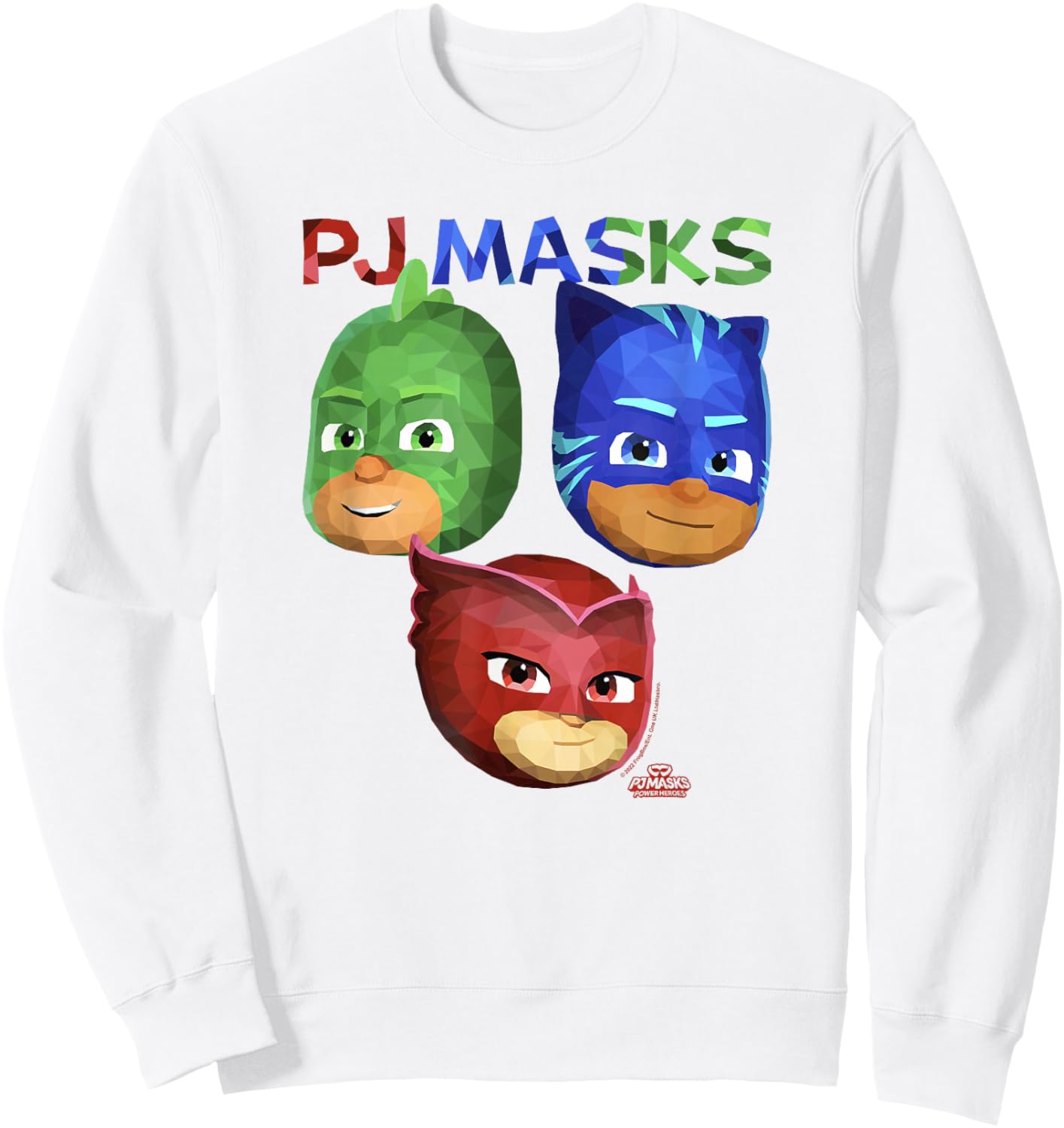 PJ Masks Group Shot Power Heroes Faces Logo Sweatshirt - Sweatshirt | White