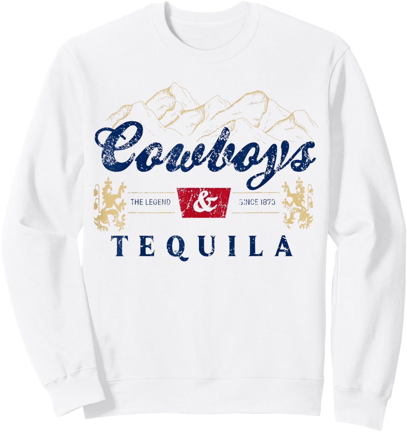 Vintage Cowboys And Tequila Western Funny Tequila Drinking Sweatshirt - Sweatshirt | White