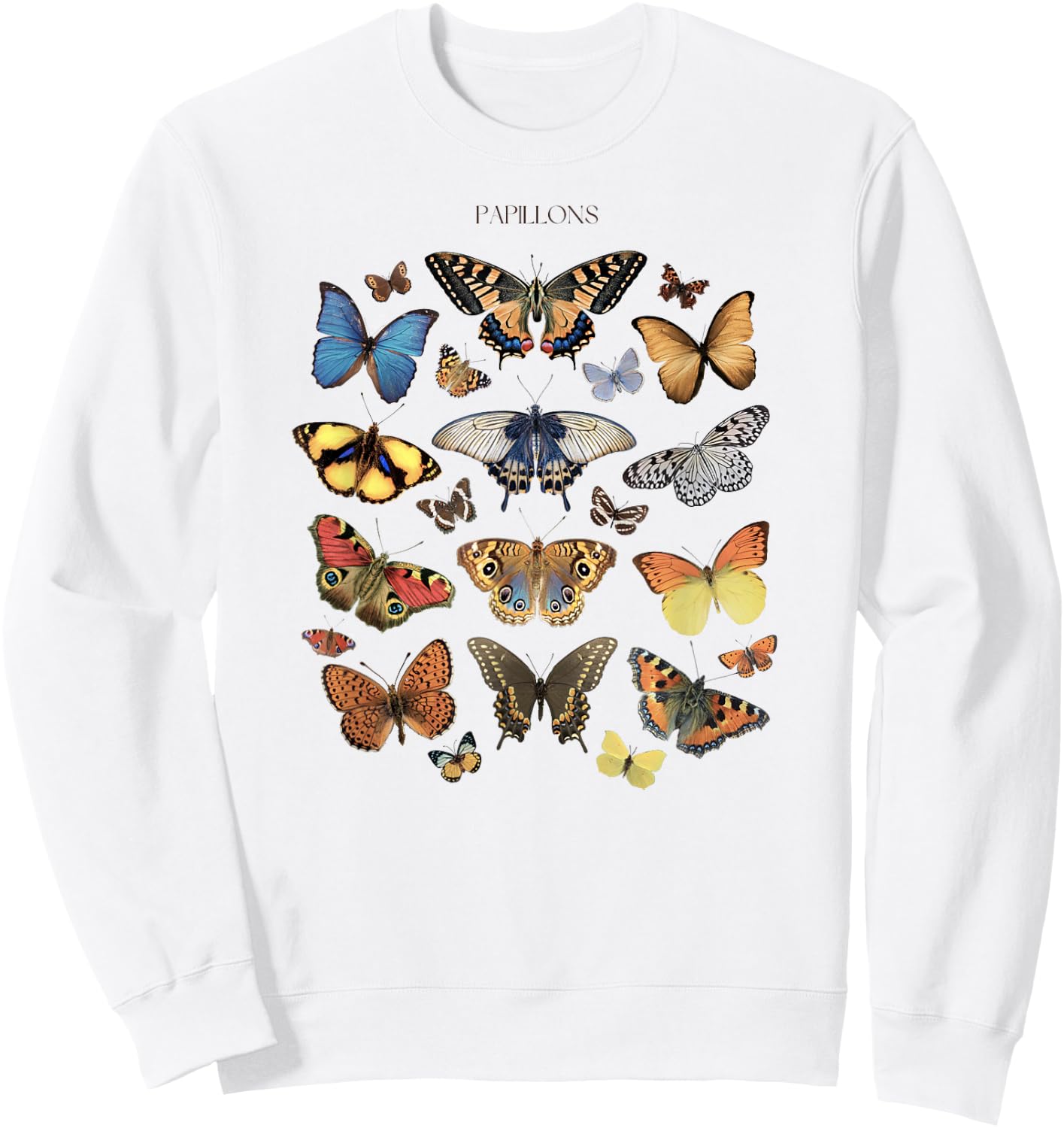 Entomology Butterfly Papillons Collage Lepidoptera Vintage Sweatshirt - Sweatshirt | White