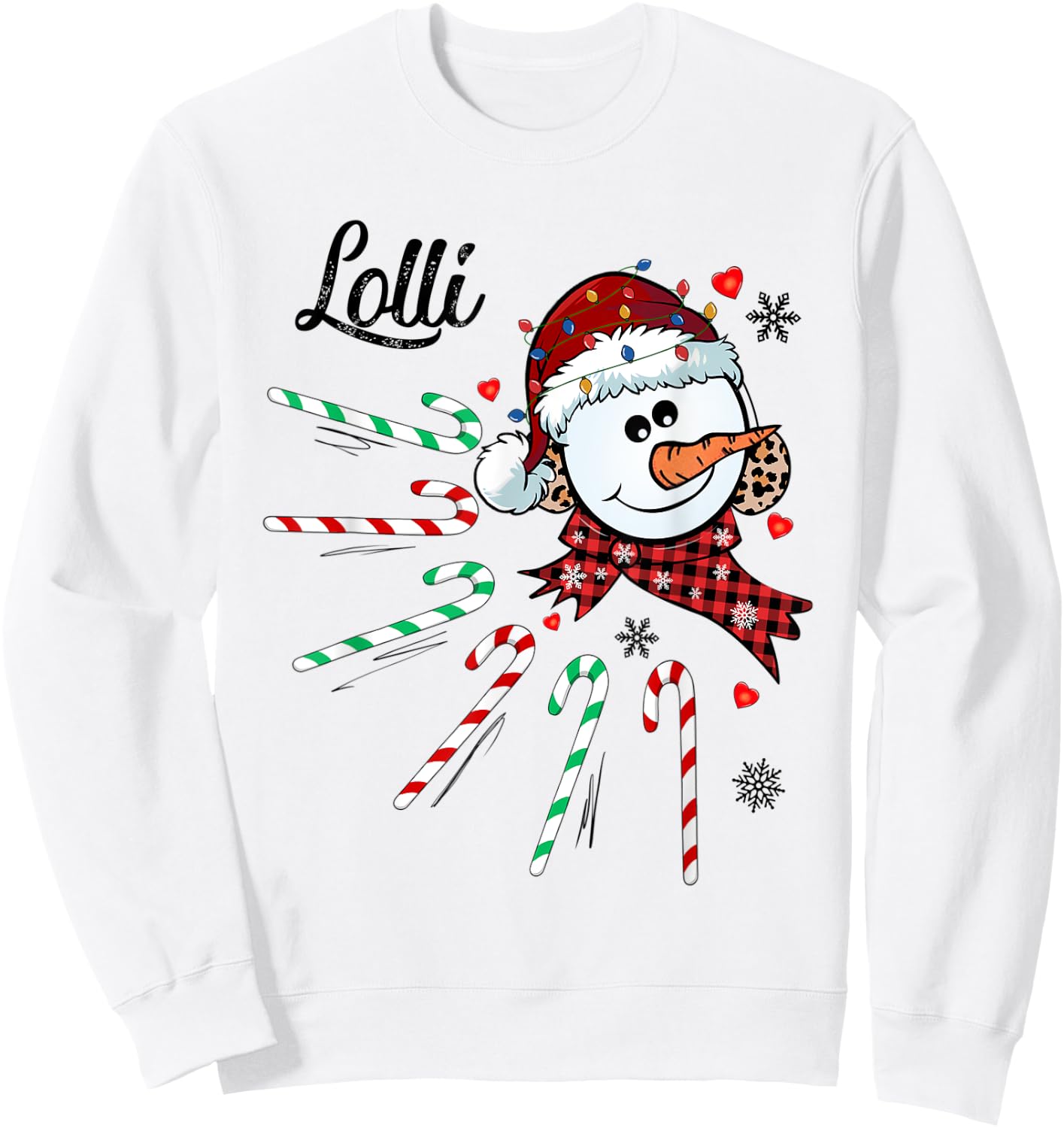 Lolli Snowman Candy Cane Christmas Xmas Funny Sweatshirt - Sweatshirt | White