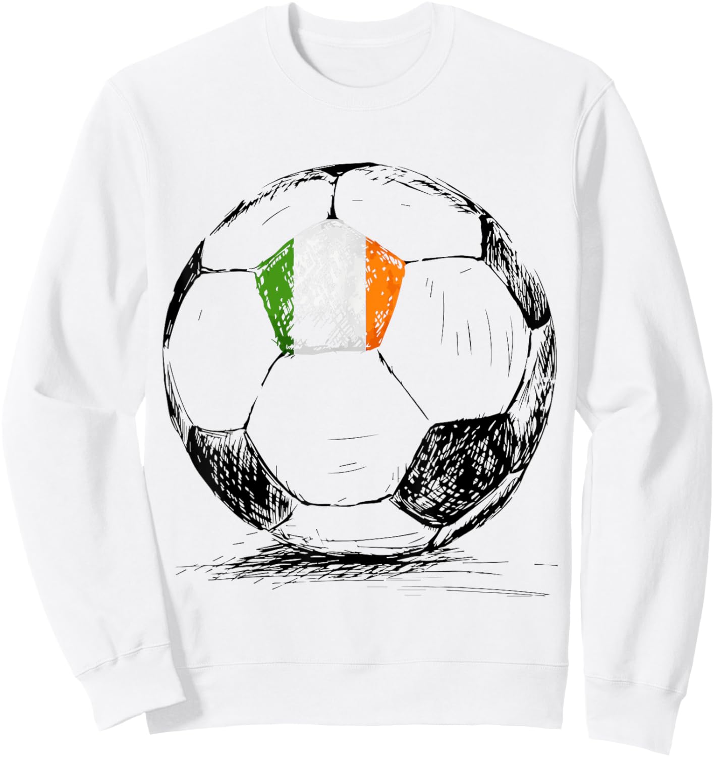 Ireland Irish Eire Flag Design on Soccer Ball Jersey Sweatshirt - Sweatshirt | White