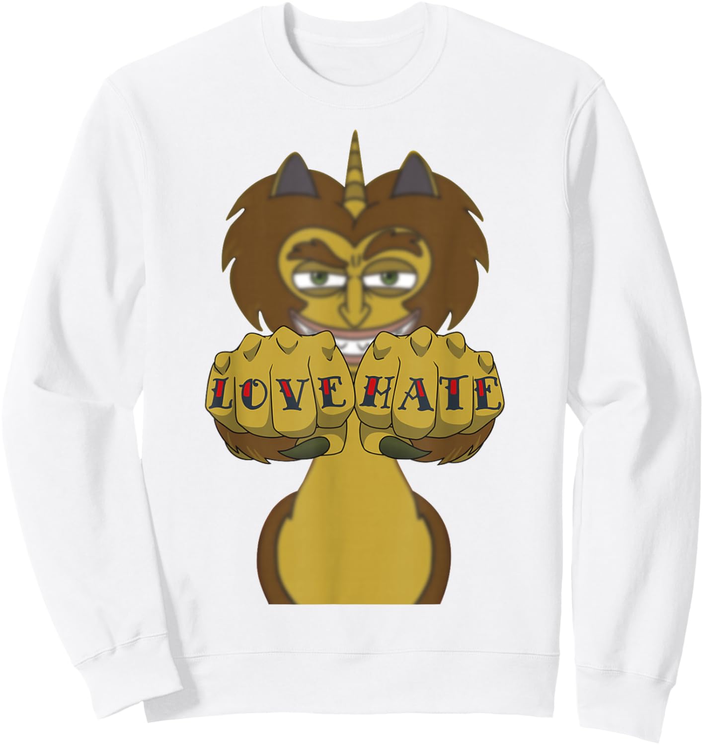 Big Mouth Maury The Hormones Monster Love Hate Fists Sweatshirt - Sweatshirt | White