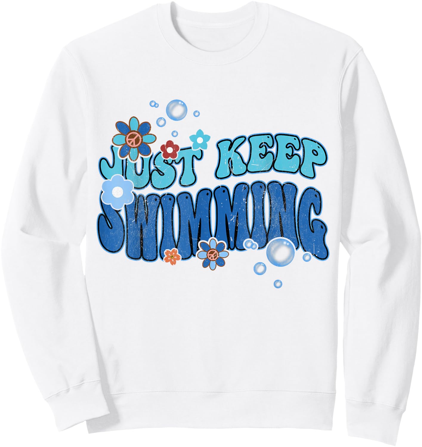 Groovy Summer Swim Lover Just Keep Swimming Sweatshirt - Sweatshirt | White