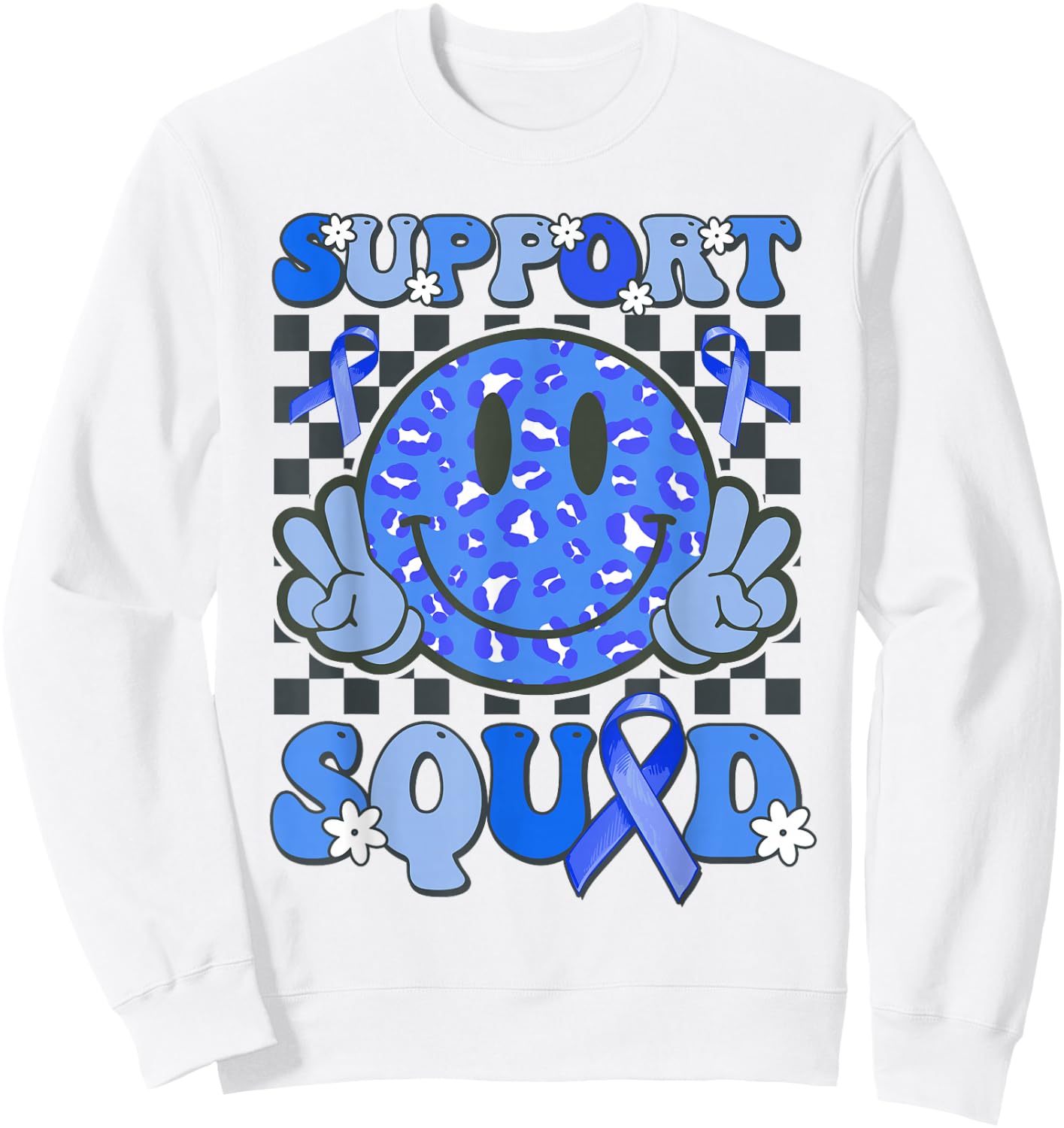 Support Squad Cute Smile Face T1D Type 1 Diabetes Awareness Sweatshirt - Sweatshirt | White