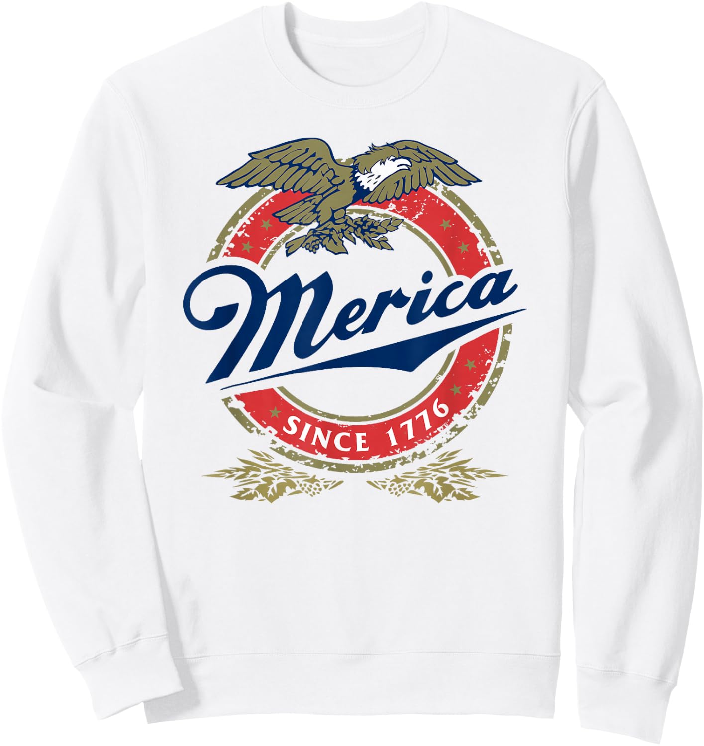 Merica Since 1776, 4th of July Funny Redneck Eagle Mullet Sweatshirt - Sweatshirt | White