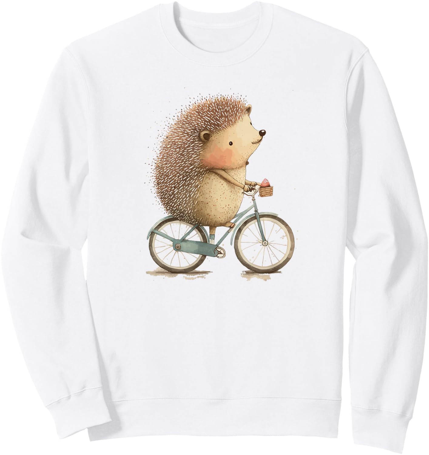 Hedgehog Riding a Bike, Cute Little Hedgie on the Bicycle Sweatshirt - Sweatshirt | White