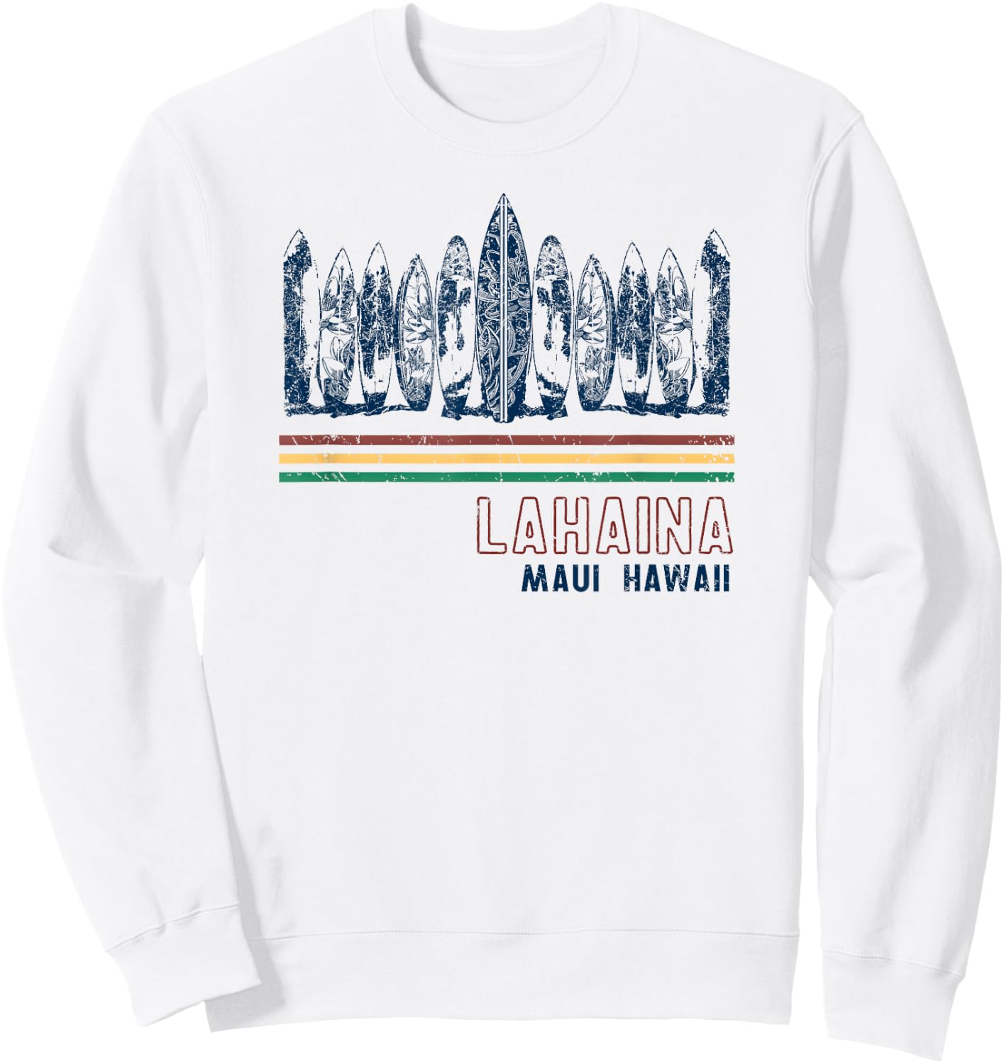 Hawaii Lahaina Maui Retro Surfing Vintage Sweatshirt - Sweatshirt | White