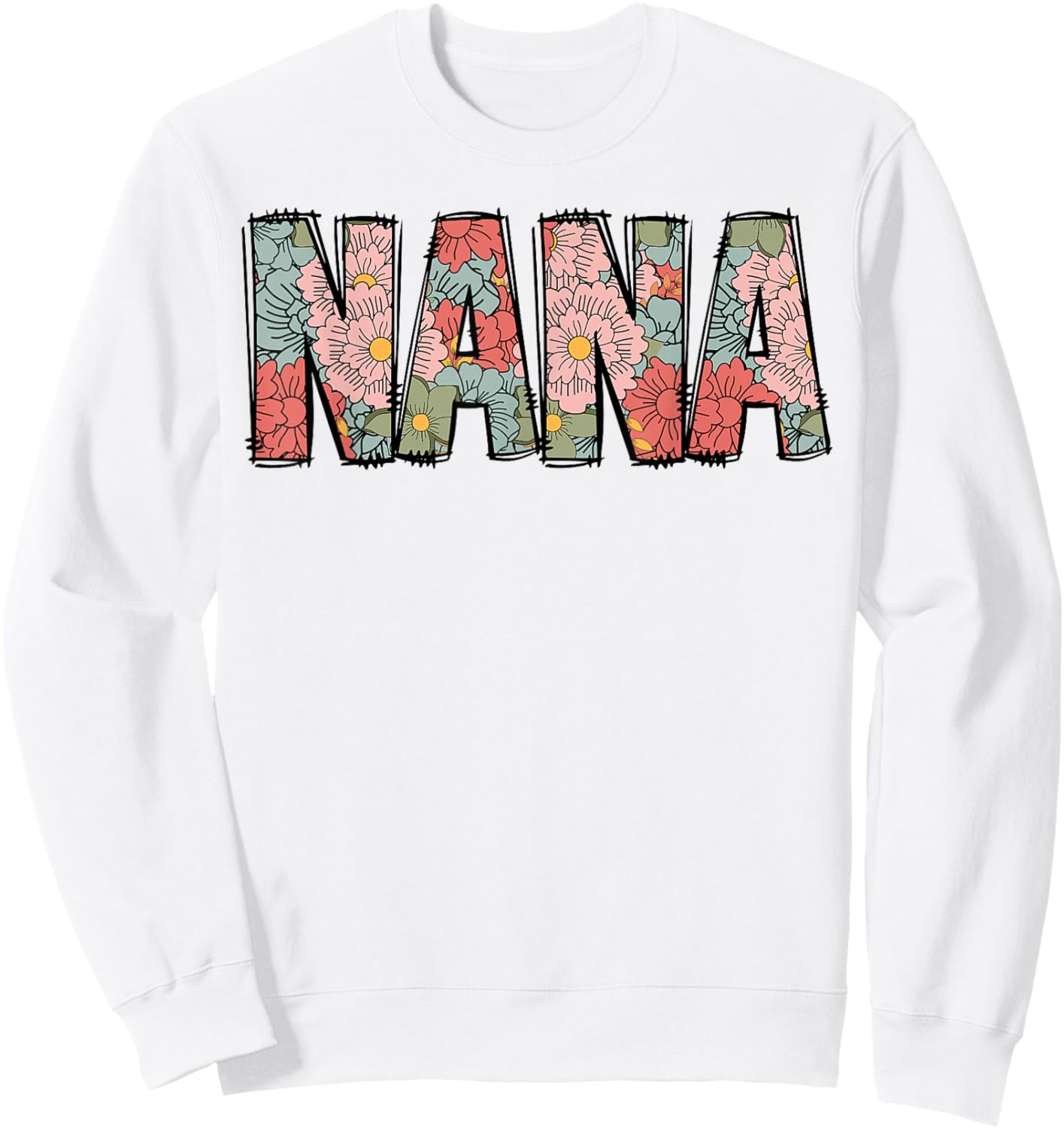 Retro Nana Colorful Flowers Groovy Daisy Flower Sweatshirt - Sweatshirt | White