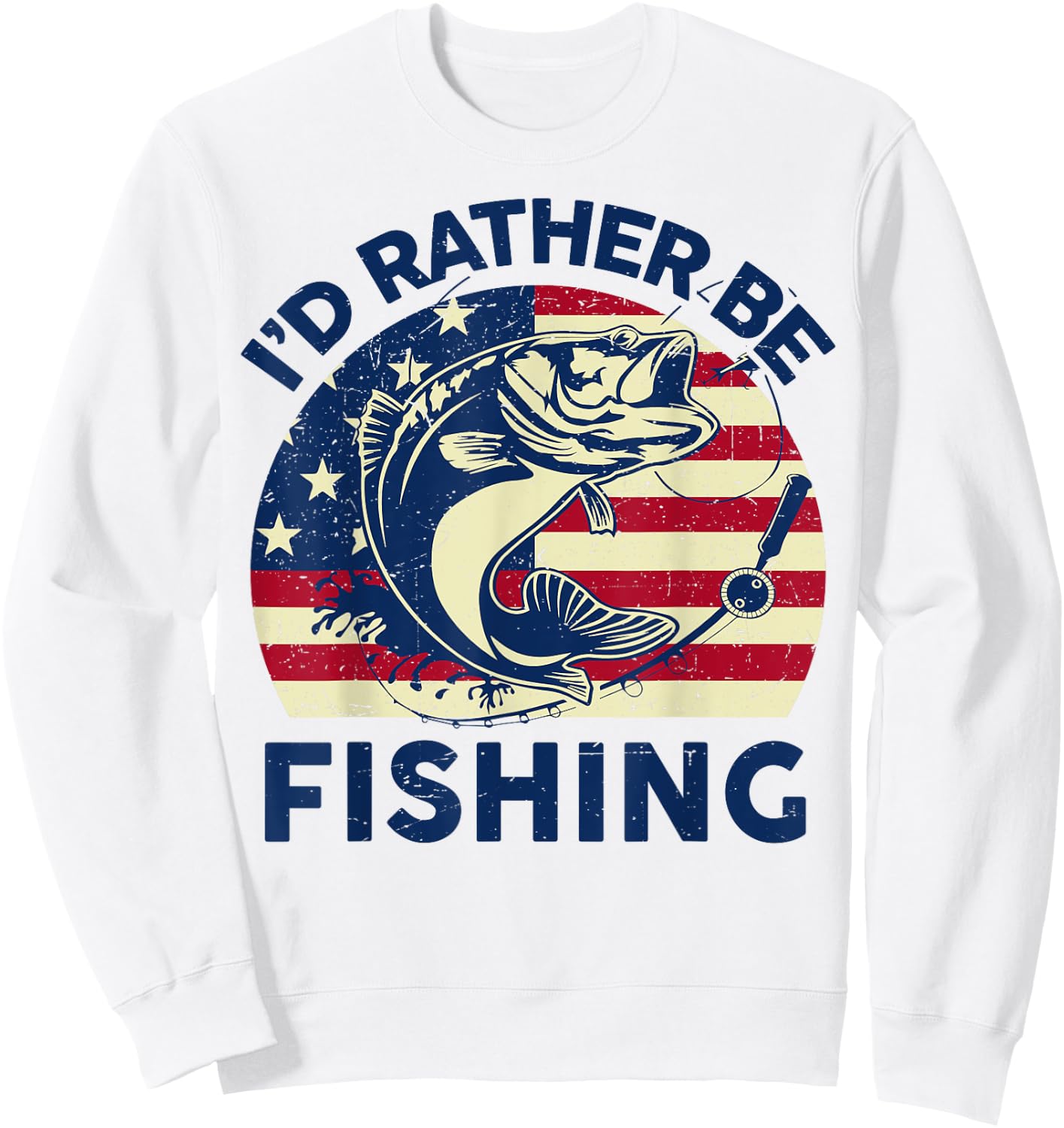 I'd Rather Be Fishing-Shirt Funny Bass Dad Men Women Youth Sweatshirt - Sweatshirt | White