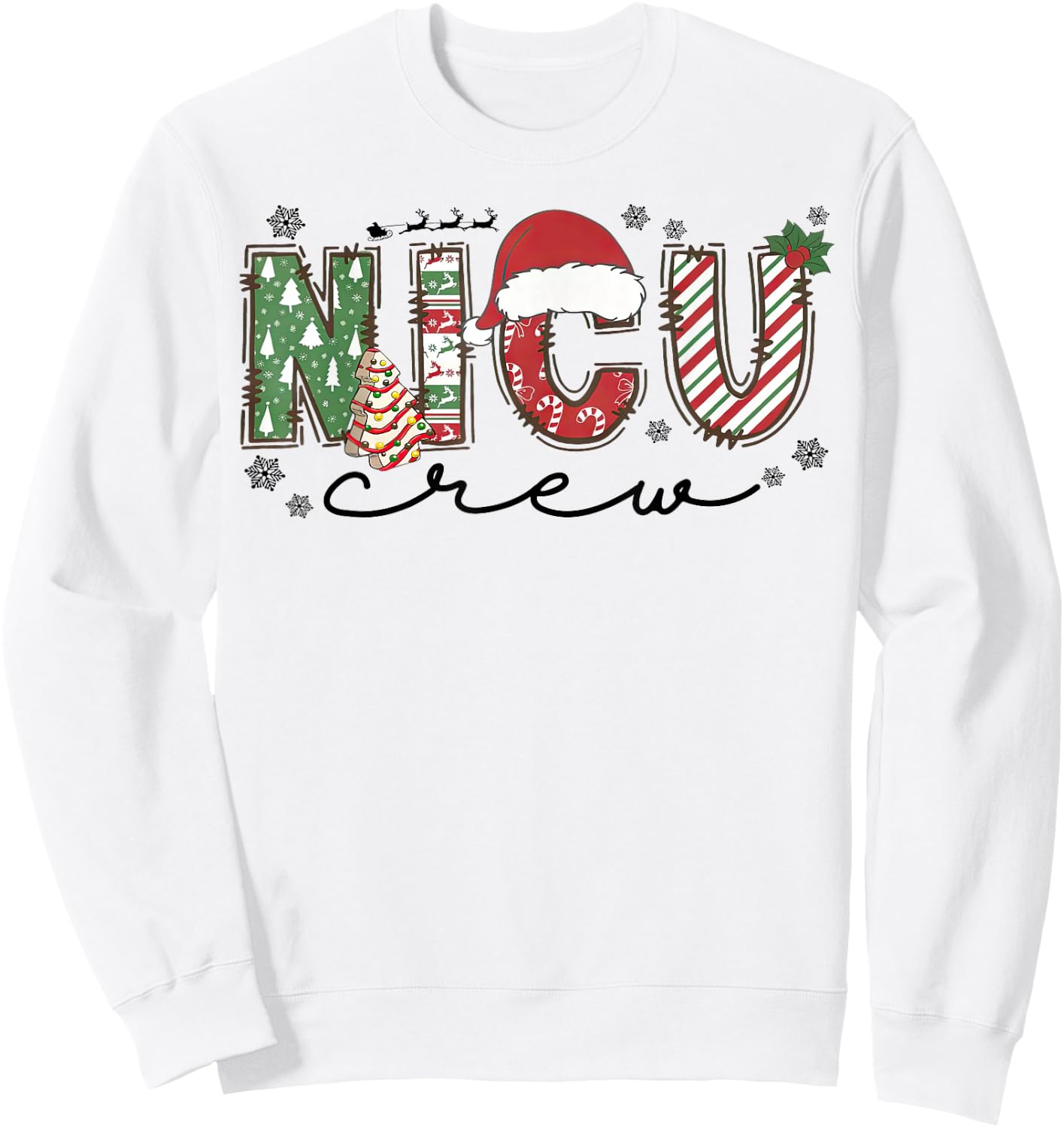 Christmas Nicu Nurse Crew Santa Hat Nursing Xmas Sweatshirt - Sweatshirt | White