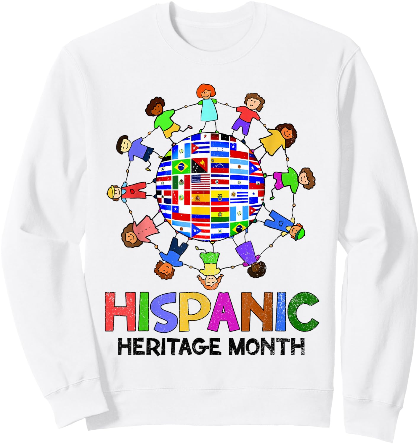 Hispanic Heritage Month Latino Countries Flags Boy Girl Kids Sweatshirt - Sweatshirt | White