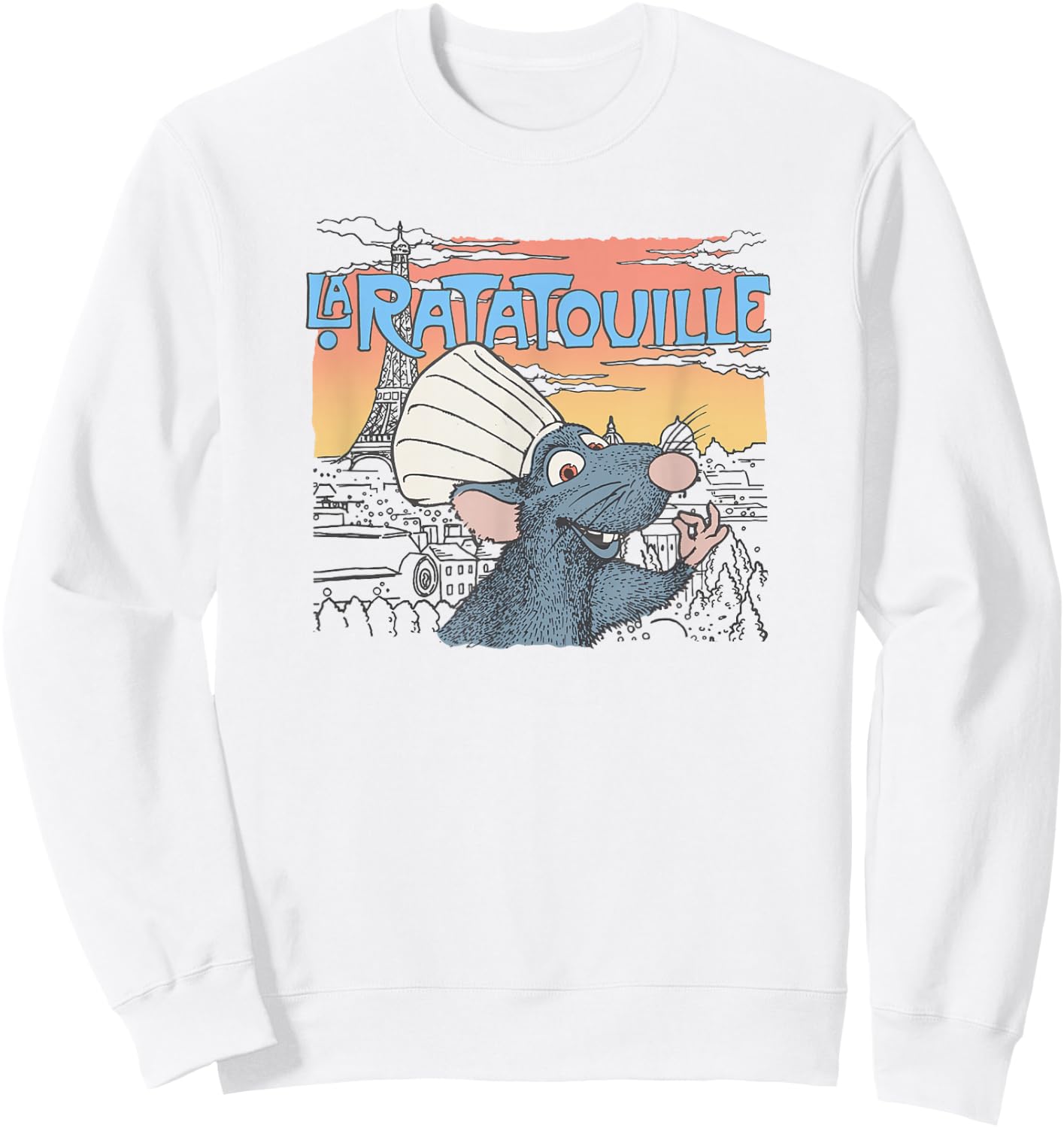 Disney Pixar Ratatouille Paris, France Chef's Kiss Sweatshirt - Sweatshirt | White