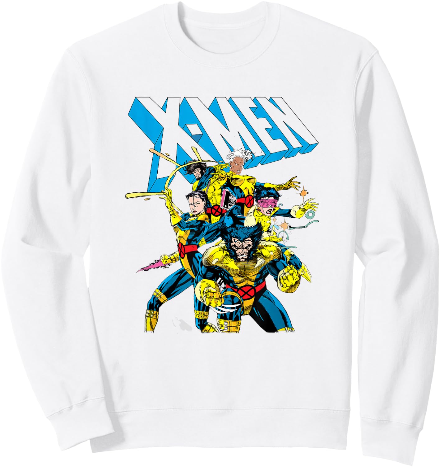 Marvel X-Men 80's Style Uniforms Vintage Group Shot Sweatshirt - Sweatshirt | White