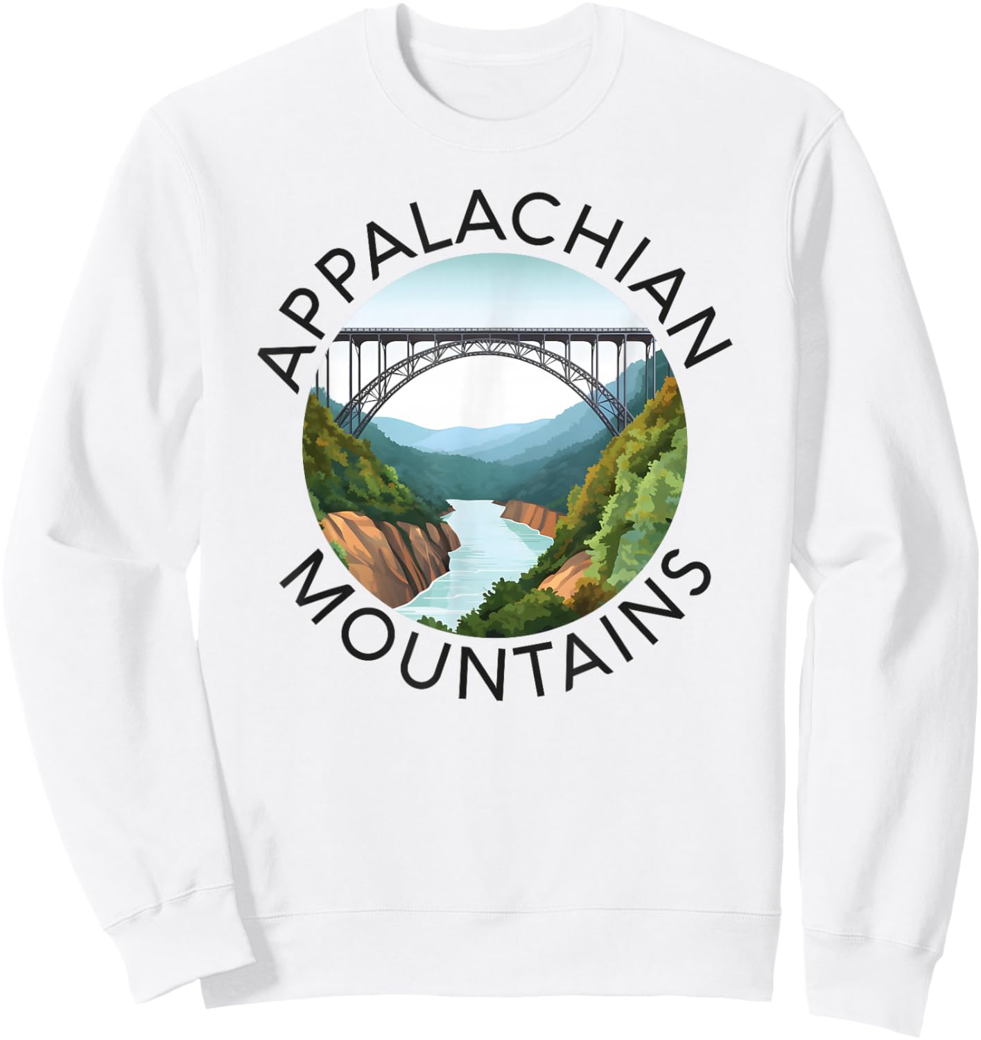 Appalachian Mountains New River Gorge Bridge West Virginia Sweatshirt - Sweatshirt | White