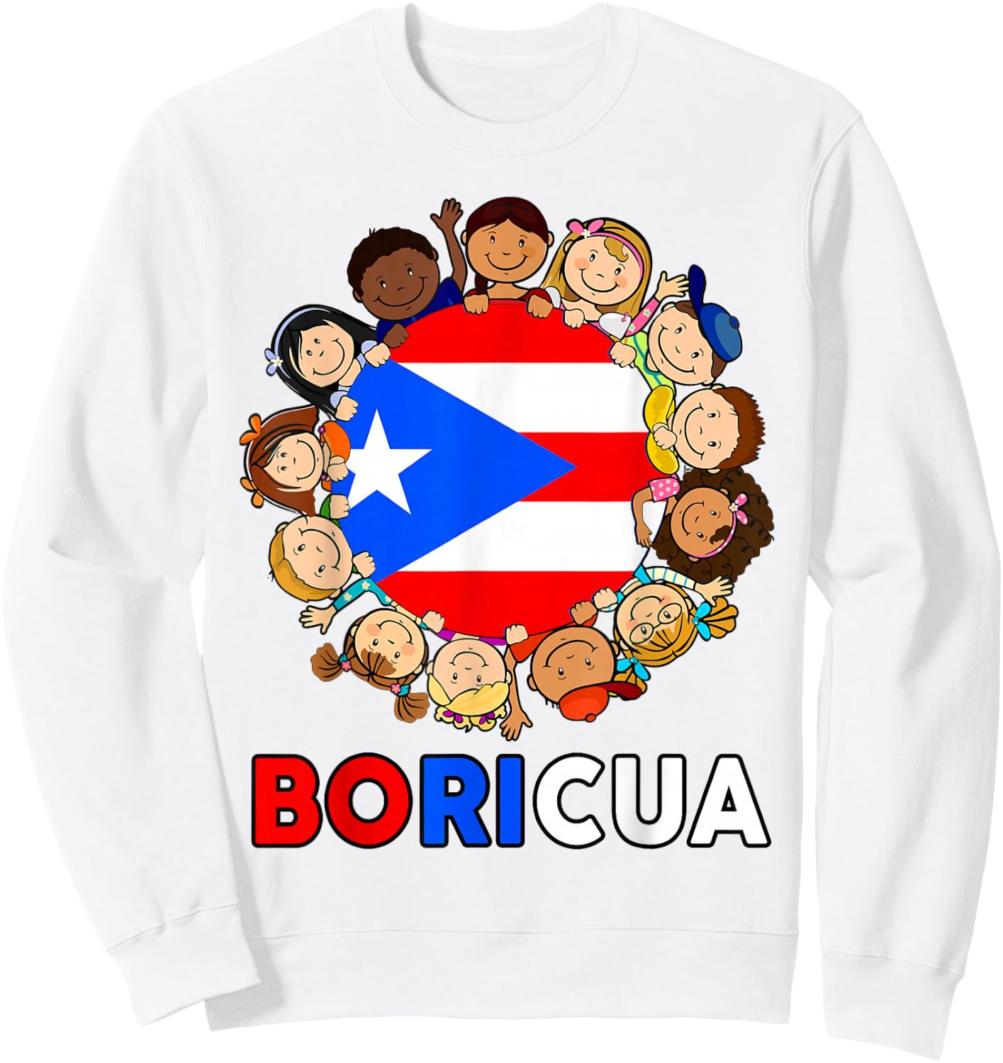 Kids Puerto Rico Flag Boricua Rican Boy Hispanic Heritage Sweatshirt - Sweatshirt | White