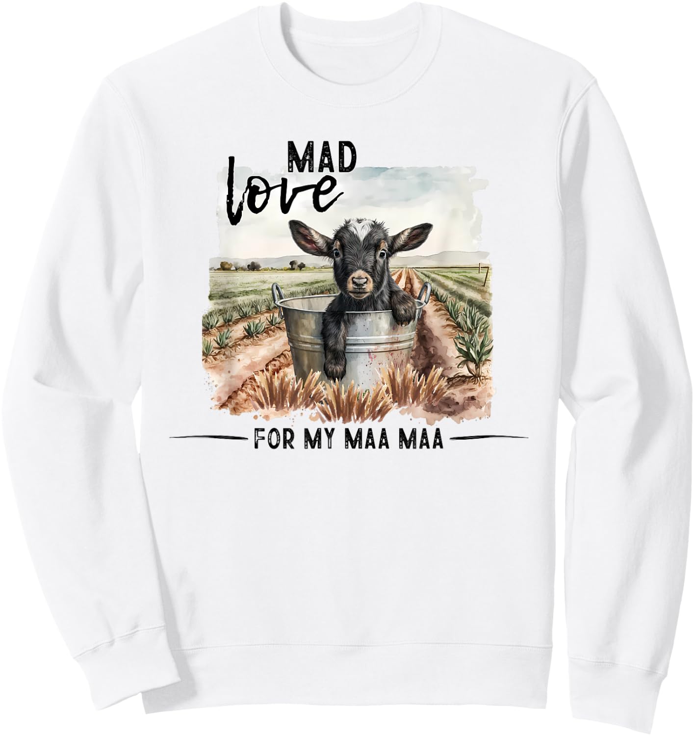 Mad Love For My MaMa Goat Farm Maa Maa Farmer Toddler Kids Sweatshirt - Sweatshirt | White