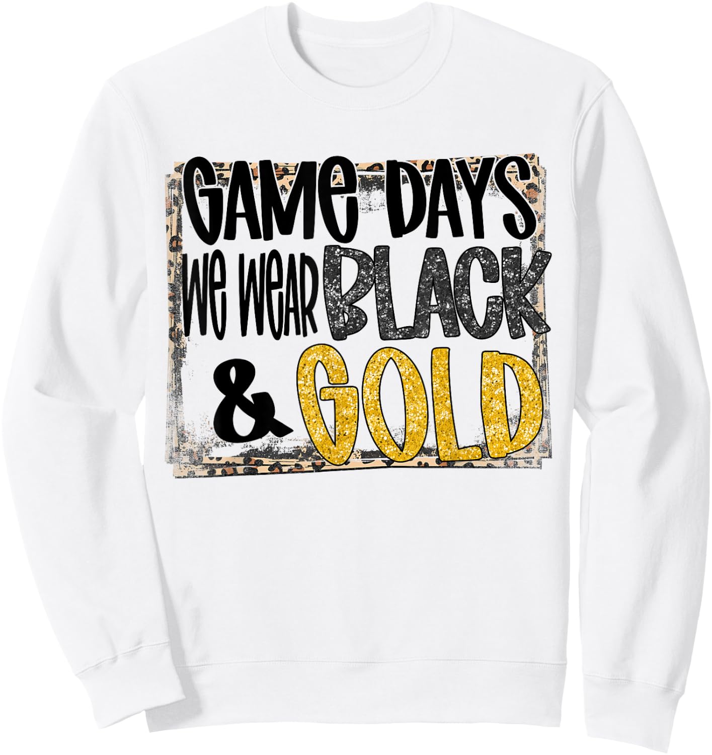 On Gameday Football We Wear Black And Gold School Spirit Sweatshirt - Sweatshirt | White
