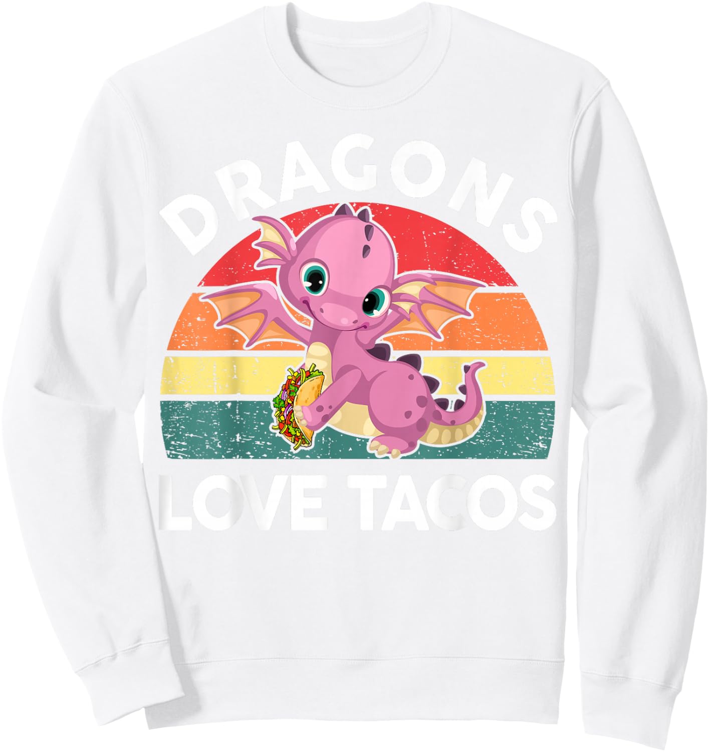 Dragons Love Taco Shirt Cinco Mayo Funny Mexican Boy Toddler Sweatshirt - Sweatshirt | White