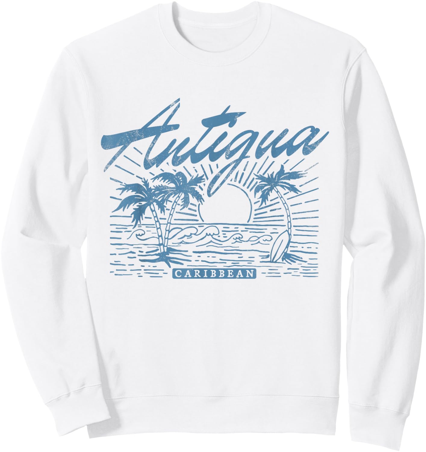 Antigua Caribbean Vintage Distressed Beach Sweatshirt - Sweatshirt | White