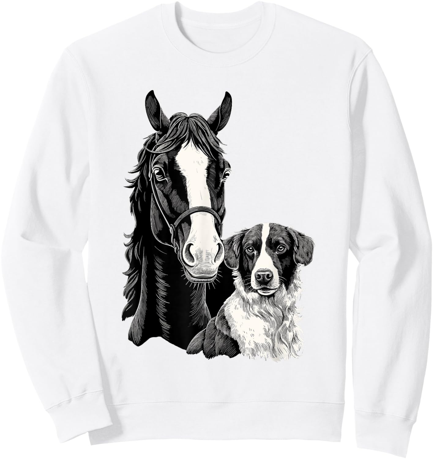 Dog And Horse Lover Horseback Riding Equestrian Sweatshirt - Sweatshirt | White