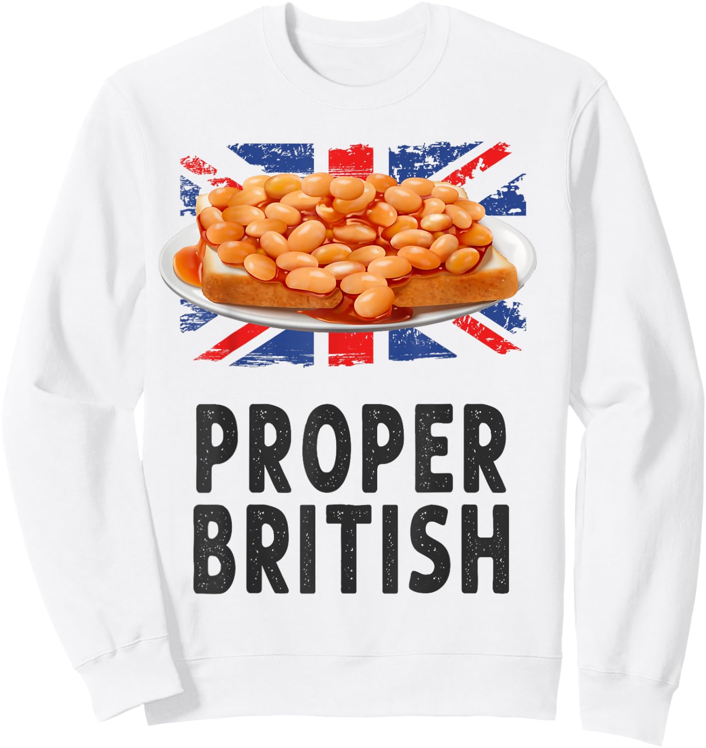 Beans On Toast Costume Idea & Union Jack Flag Sweatshirt - Sweatshirt | White