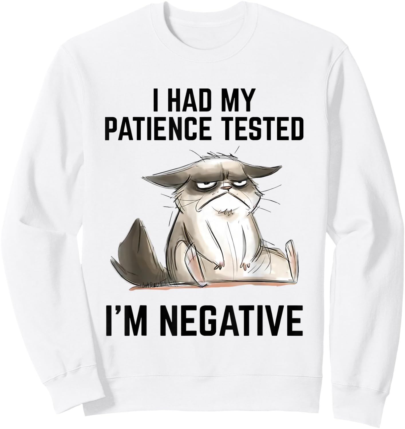 I Had My Patience Tested I'm Negative Cat Funny Vintage Sweatshirt - Sweatshirt | White