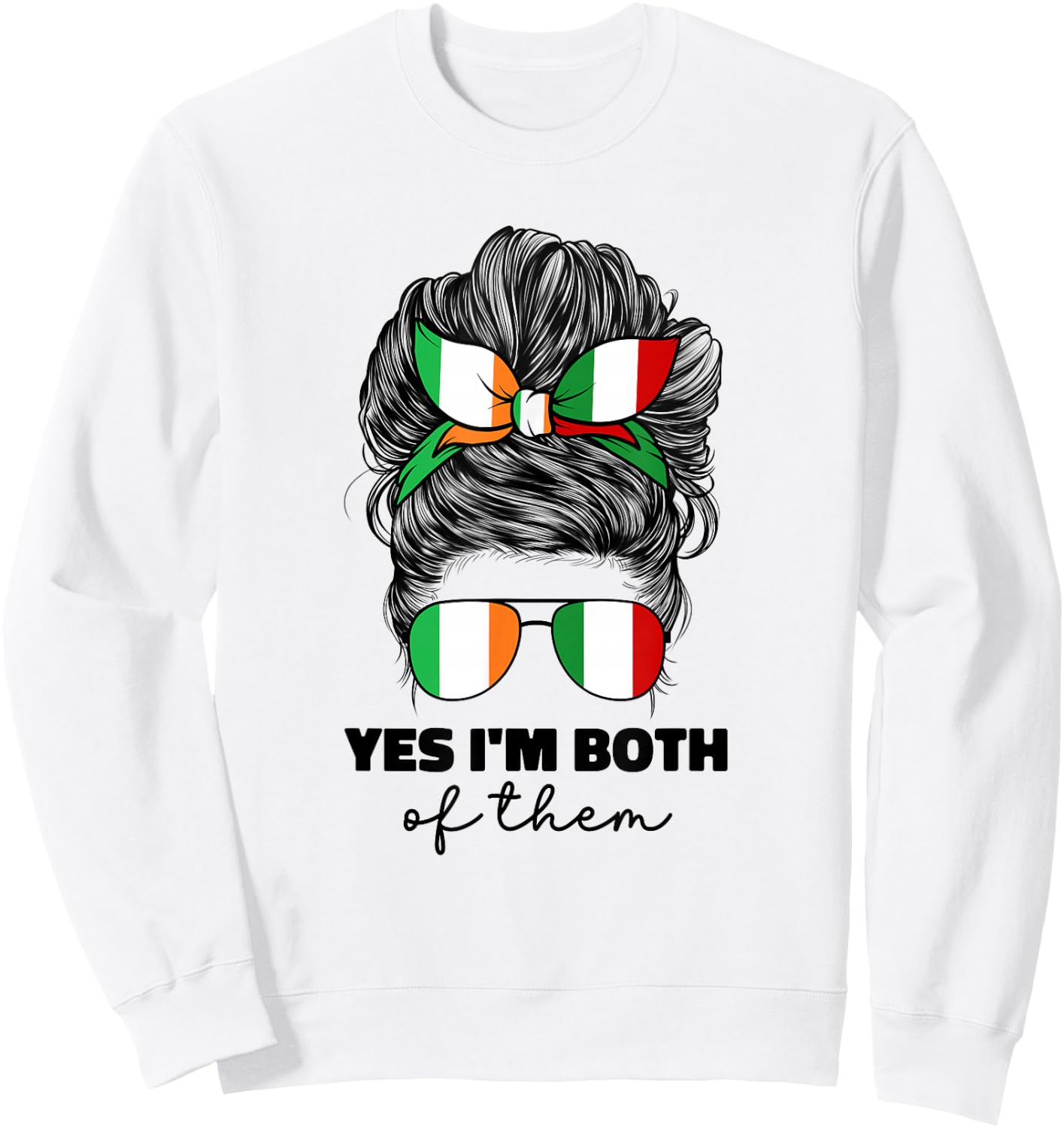 Half Italian and Irish Ireland Italy Flag Girl Mix Sweatshirt - Sweatshirt | White